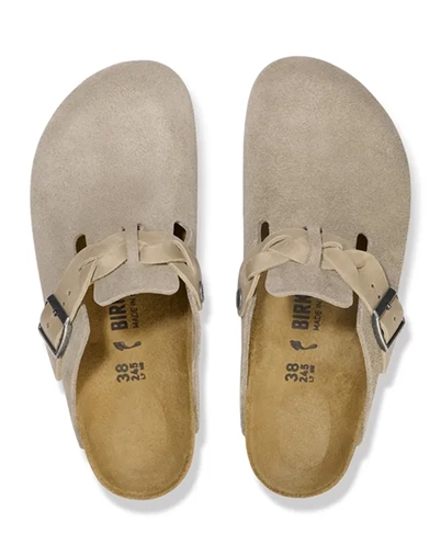 Birkenstock - Boston Braided Suede Leather Sandal - Taupe